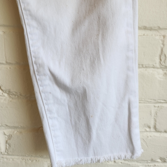 Mickey Mouse Mid-Rise Slightly Destressed Ankle-Lengt White Denim Empossed Jeans - Picture 6 of 9